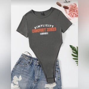 Gray High-cut Bodysuit